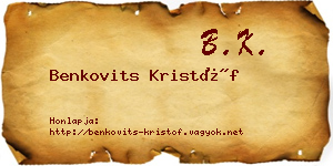 Benkovits Kristóf névjegykártya